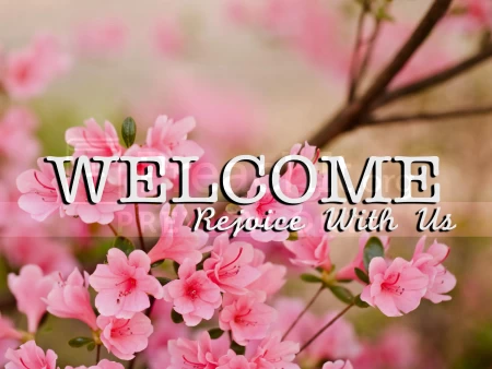 Welcome Rejoice With Us Pink